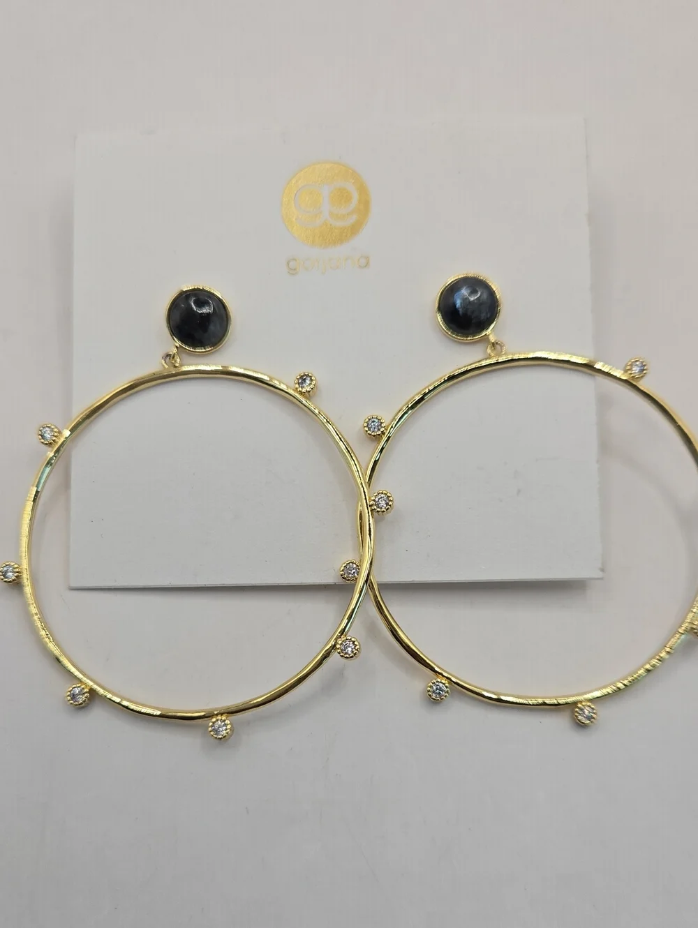 NWT Gorjana Gold Hoop Earrings with Black Stone Studs